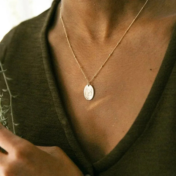 Capricorn Boho Beaded Gold Zodiac Disc Necklace - Picture 3 of 12